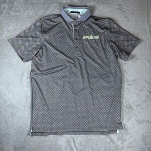Greyson Golf Polo Shirt Men's Size Large Stretch Performance Grey All-Over Moons